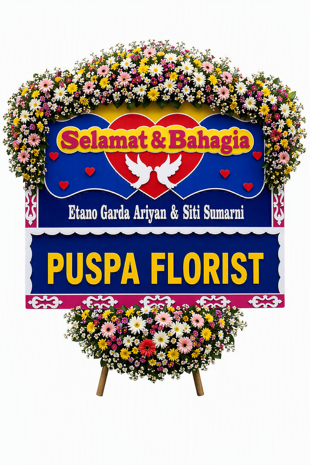 Papan Karangan Bunga Fresh Setengah Full Bunga (2 x 1,5 Meter)